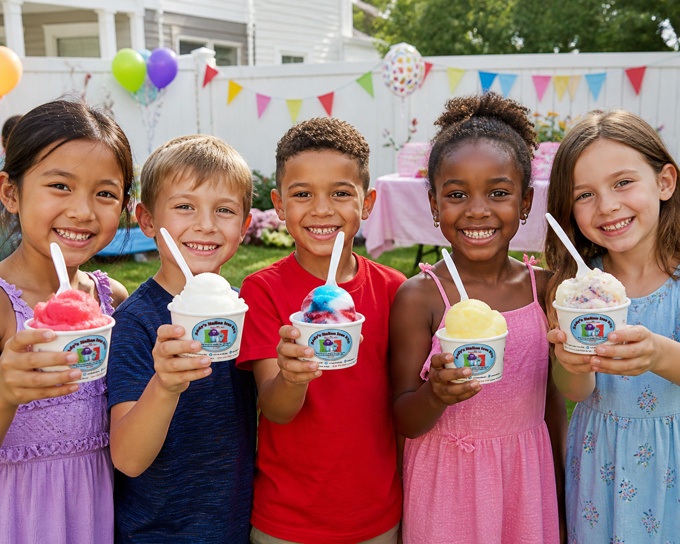 Children enjoying Andy's Italian Ice at a Birthday Party
